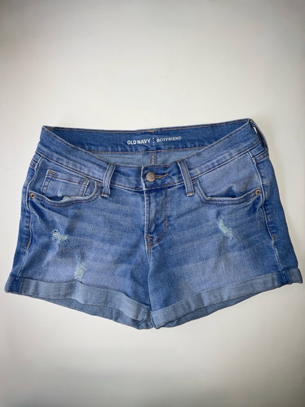 Old Navy Light Blue Distressed Boyfriend Denim Shorts